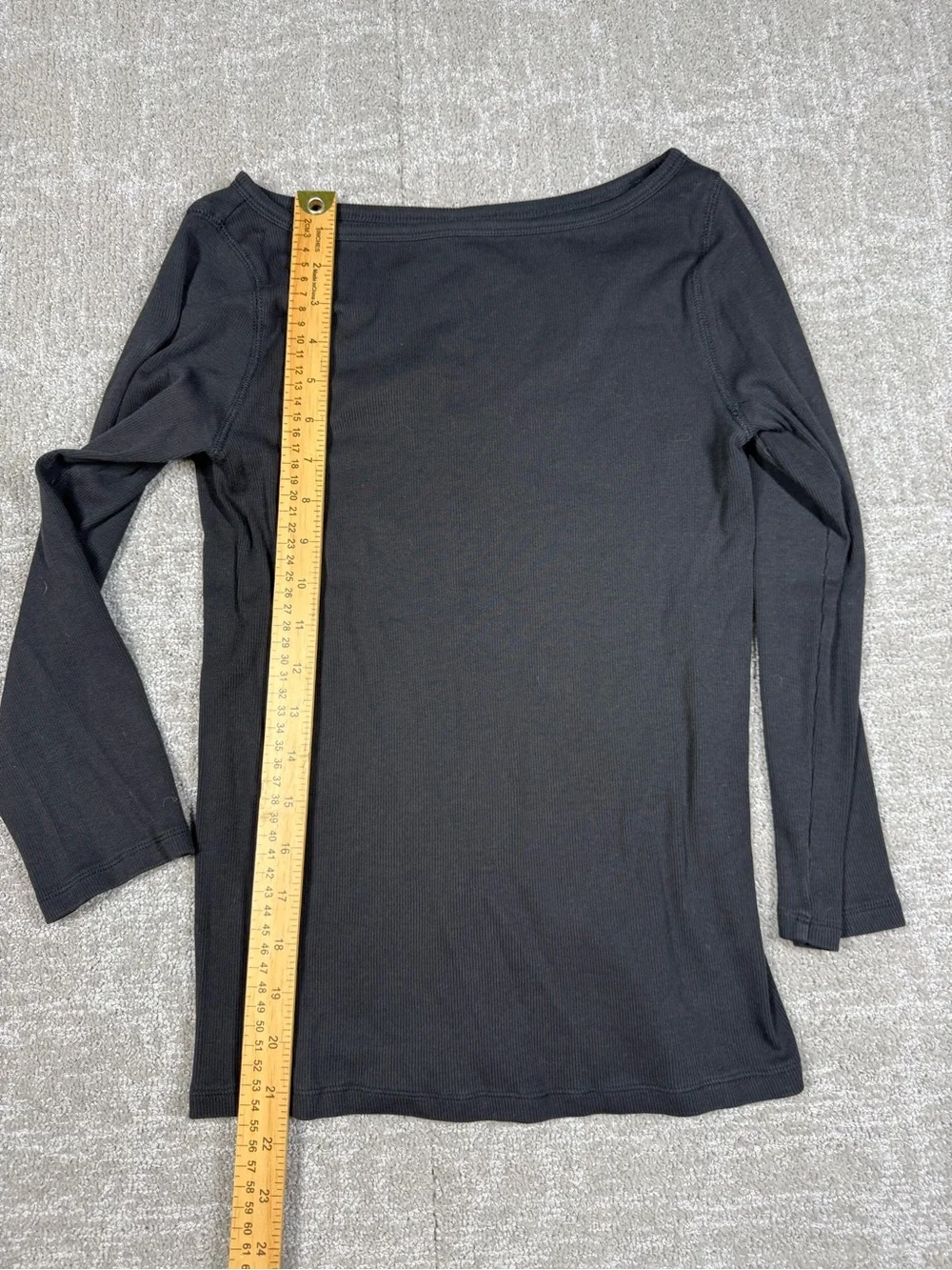 Everlane Black Ribbed Long Sleeve Crewneck Shirt Women Size M - Picture 3 of 6